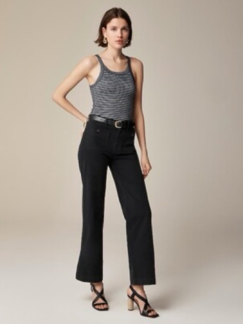 J. Crew Sailor Slim Wide Leg Chino Pant Pants Trousers Crop Cropped Black 27